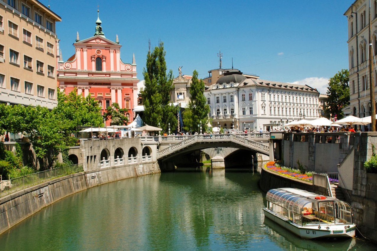 Rio Ljubljanica em Ljubljana - Eslôvenia 